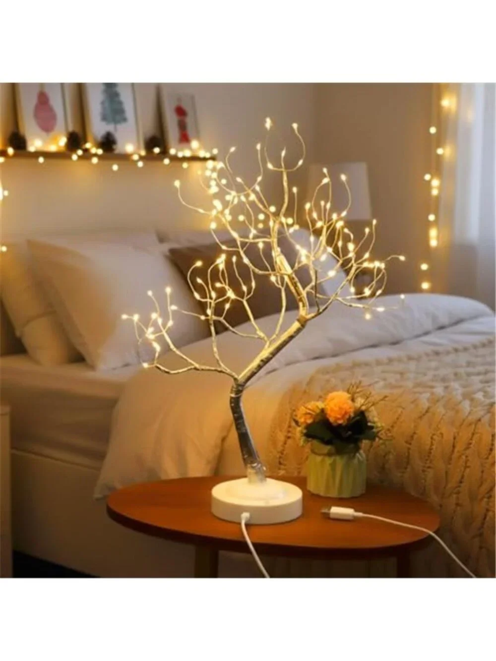 LED Bonsai Tree Light Warm White Fairy Lights USB Battery Tabletop Decor Lamp